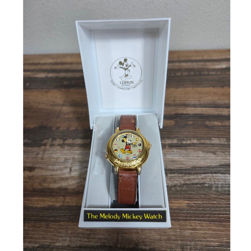 Vintage Lorus Quartz Mickey Mouse Melody Woman's Watch "It's A Small World"